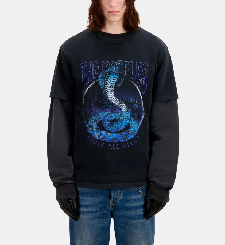 Men's long - sleeve henley t - shirts with button - down placketsT-shirt Cobra Serigraphy
