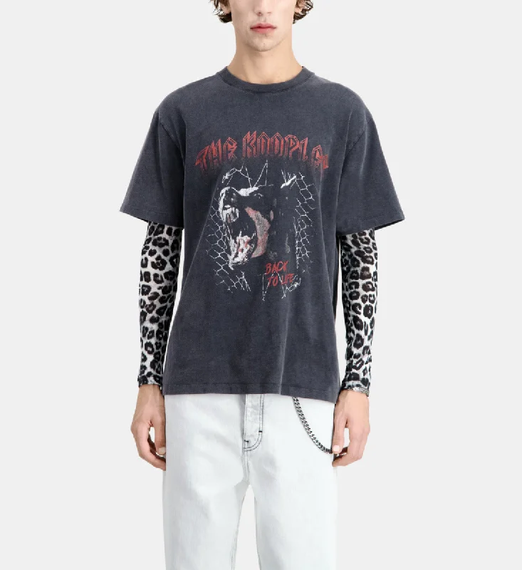 Men's antimicrobial t - shirts for odor - free freshness during travelT-shirt With Barking Dog Serigraphy