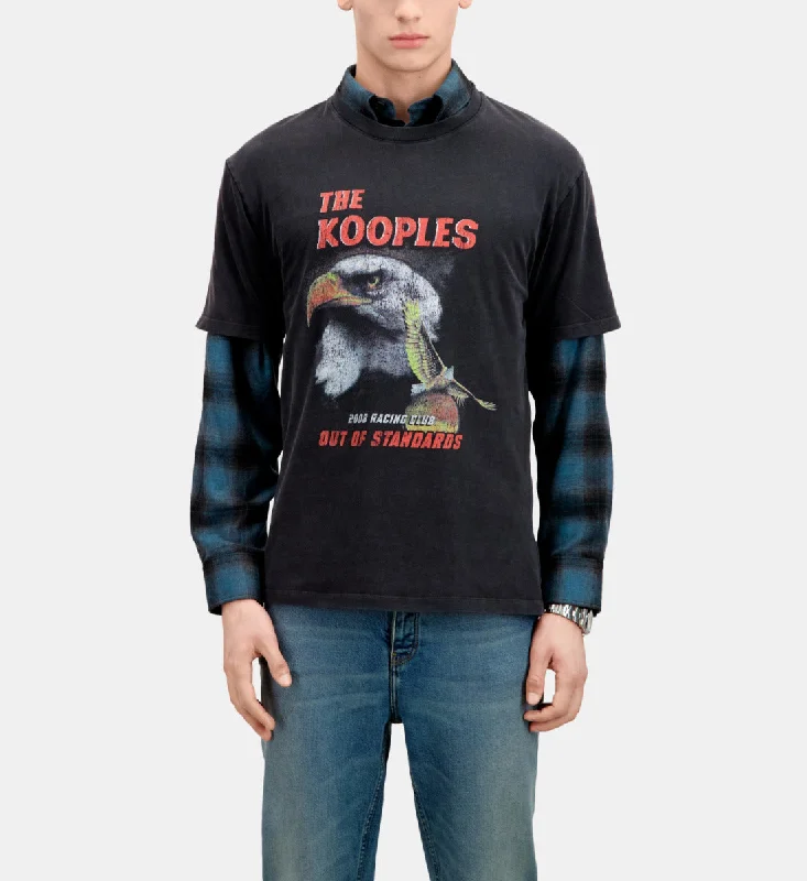 Men's slim - fit graphic t - shirts with vintage rock band printsT-shirt With Eagle Serigraphy