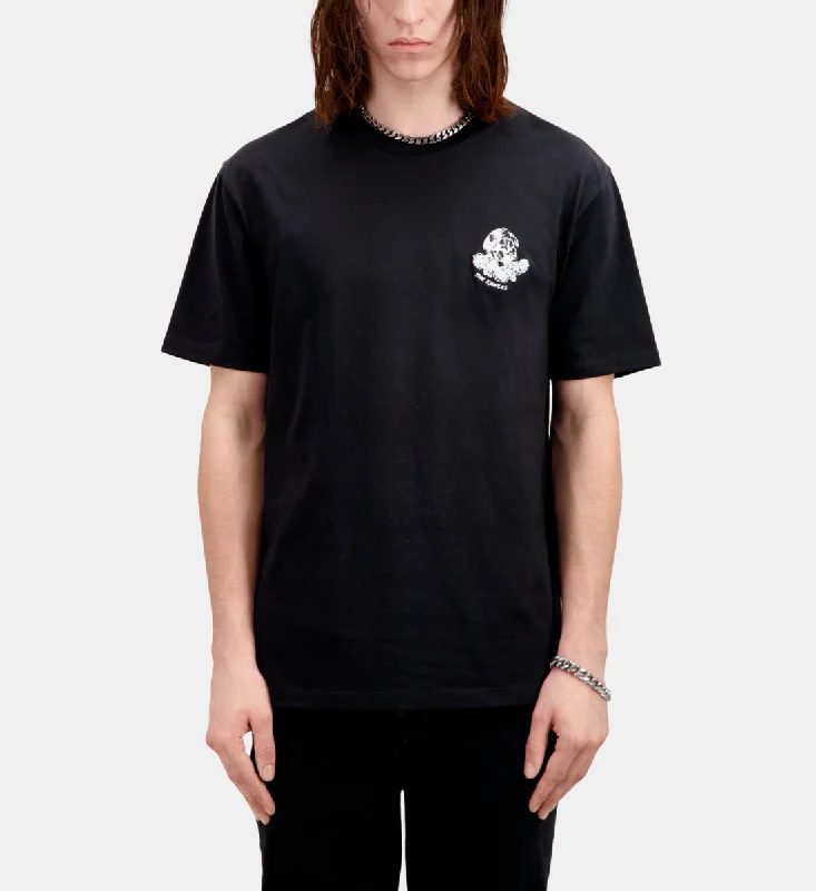 Men's mock - neck t - shirts with a modern and sleek styleT-shirt With Vintage Skull Embroidery