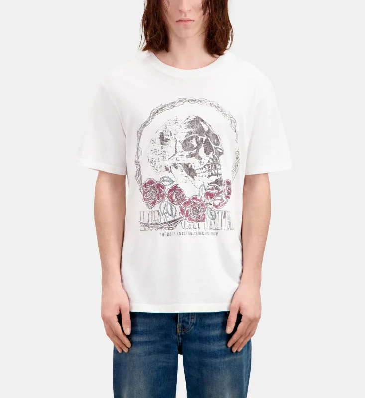Men's polo t - shirts with a contrast collar for a preppy lookT-shirt With Vintage Skull Serigraphy