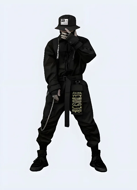 Women's denim overalls with a distressed look​Techwear Tracksuit