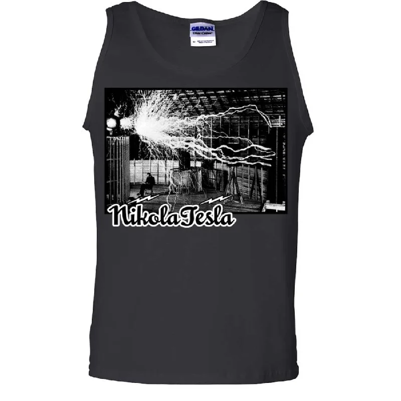 Men's slim - fit graphic t - shirts with vintage rock band printsTesla Coil Two Tone Asst Colors Tank Top Men's slim - fit graphic t - shirts with vintage rock band printsTesla Coil Two Tone Asst Colors Tank Top