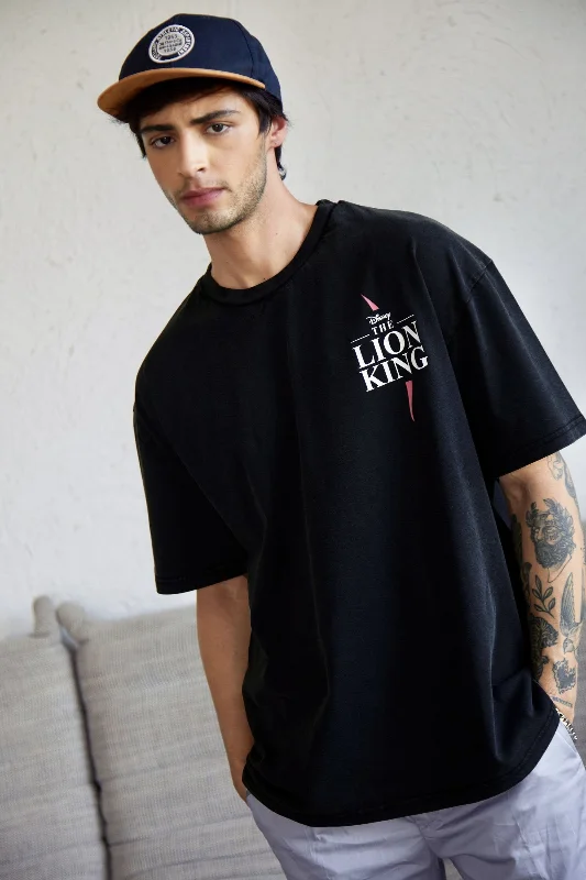 Men's button - front t - shirts with a unique artistic printThe Lion King Faded Oversized T-shirt