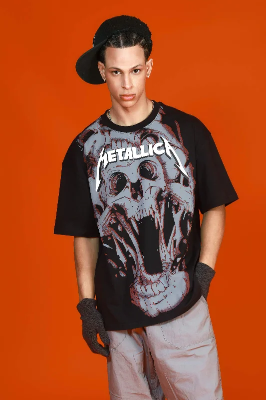 Men's button - front t - shirts with a unique artistic printThe Metallica Skull Oversized T-shirt