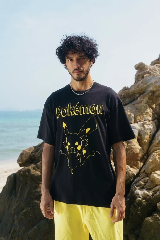Men's polo t - shirts with a contrast collar for a preppy lookThunderbolt Pikachu Oversized T-shirt Men's polo t - shirts with a contrast collar for a preppy lookThunderbolt Pikachu Oversized T-shirt