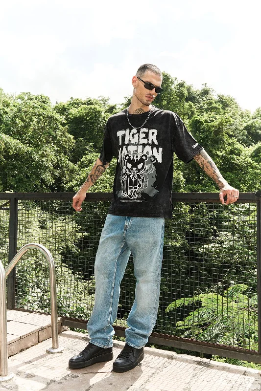 Men's lightweight performance t - shirts for running marathonsTiger Nation Faded Oversized T-shirt