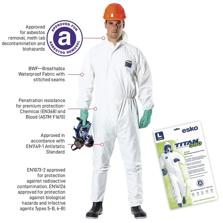Overalls for farmers with durable stitching​Titan Disposable Waterproof Coveralls
