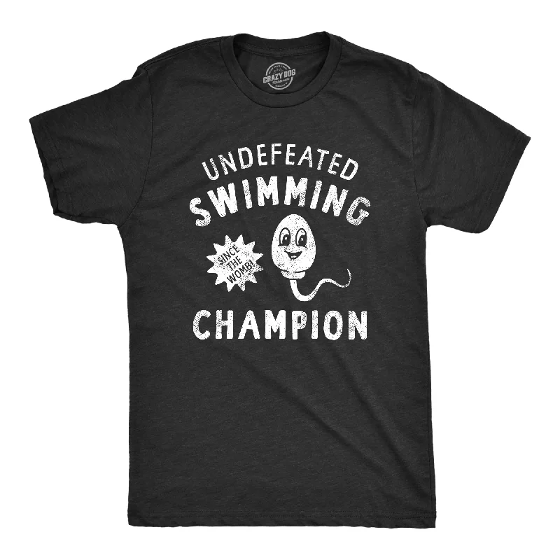 Men's short - sleeve linen t - shirts for summer beach outingsUndefeated Swimming Champion Men's T Shirt Men's short - sleeve linen t - shirts for summer beach outingsUndefeated Swimming Champion Men's T Shirt