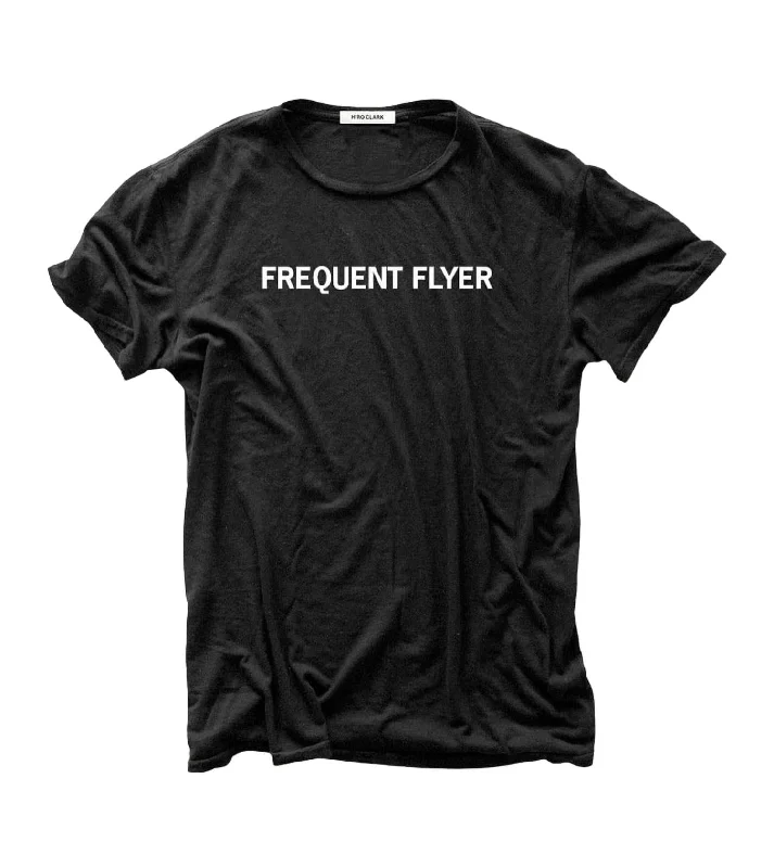 Men's short - sleeve linen t - shirts for summer beach outingsUnisex Frequent Flyer Slub T-Shirt In Black