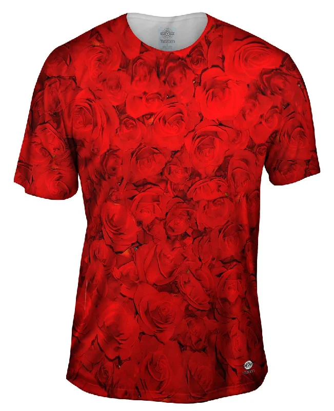 Men's mock - neck t - shirts with a modern and sleek styleValentines Day Rose Pattern