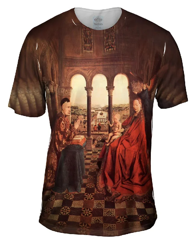 Men's ribbed t - shirts with a textured finish for added styleVan Eyck - "De Maagd van Kanselier Rolin~The Virgin and Chancellor Rolin" (1620) Men's ribbed t - shirts with a textured finish for added styleVan Eyck - "De Maagd van Kanselier Rolin~The Virgin and Chancellor Rolin" (1620)