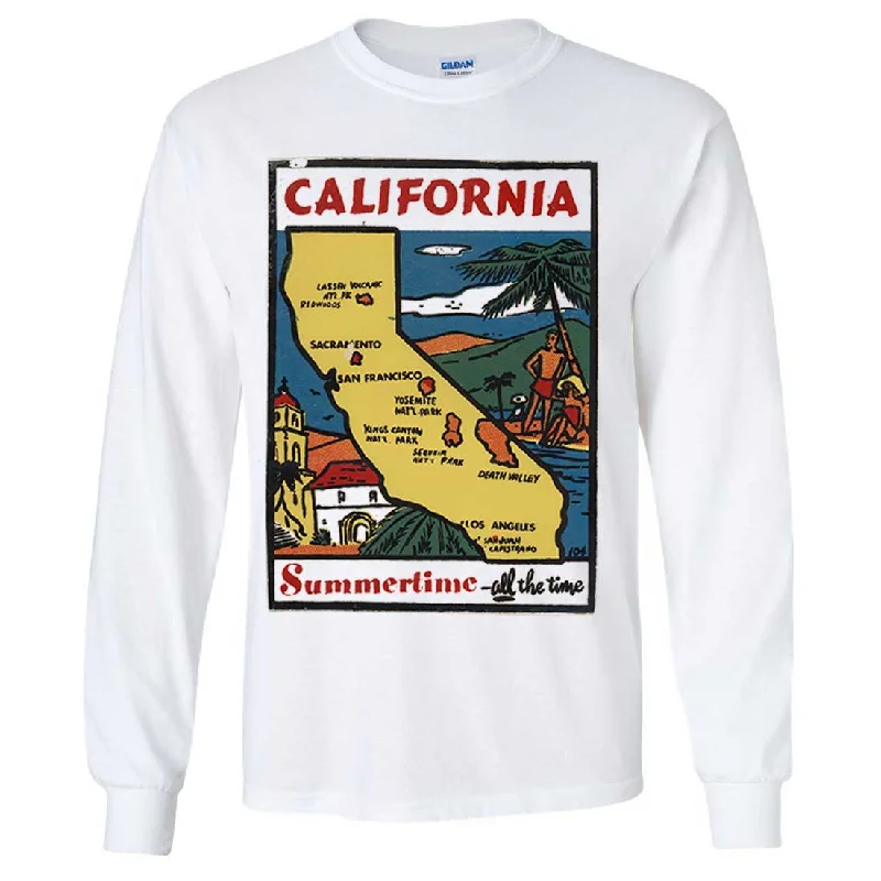 Men's tie - dye t - shirts with a bohemian styleVintage State Sticker California Long Sleeve Shirt