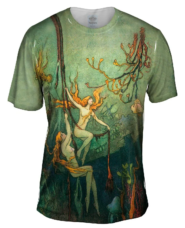 Men's eco - friendly recycled t - shirts for sustainable fashion choicesWarwick Goble - "Mermaid On Trapeze" Men's eco - friendly recycled t - shirts for sustainable fashion choicesWarwick Goble - "Mermaid On Trapeze"