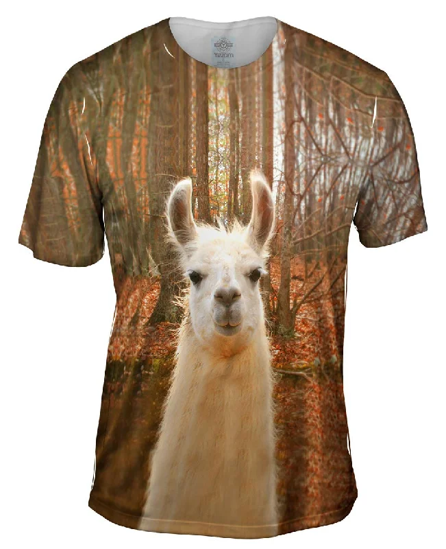 Men's short - sleeve linen t - shirts for summer beach outingsWhats Your Llama