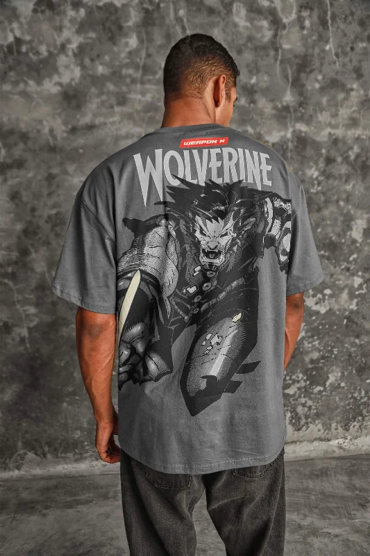 Men's short - sleeve linen t - shirts for summer beach outingsWolverine Oversized T-shirt
